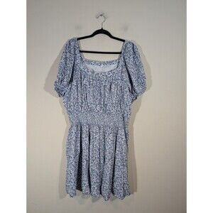 Old Navy Womens Blue Floral Smocked Peasant Dress 2X Fairy Cottagecore Prairie